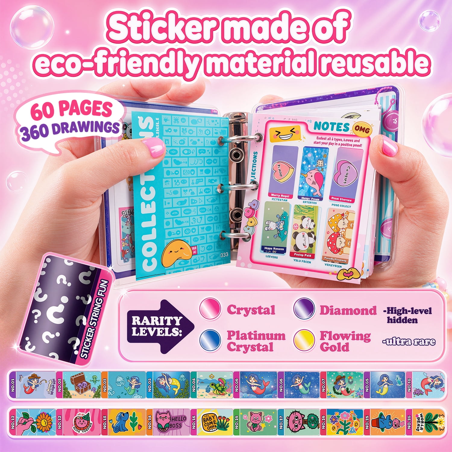Monqistar Sticker Bracelet Kit, 1000 Mini Stickers Set, Wearable & Shareable Sticker Rolls, Sticker Collection Book, Make Bracelets & Necklaces Set for 5-12 Years Girls Gift