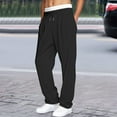 thumbnail image 7 of Men's Casual Pants Double Layer Waistband Straight Leg Solid Joggers Comfortable Sweatpants For Everyday Wear Pants Loose Fit Straight Legs Beach Trousers, 7 of 7