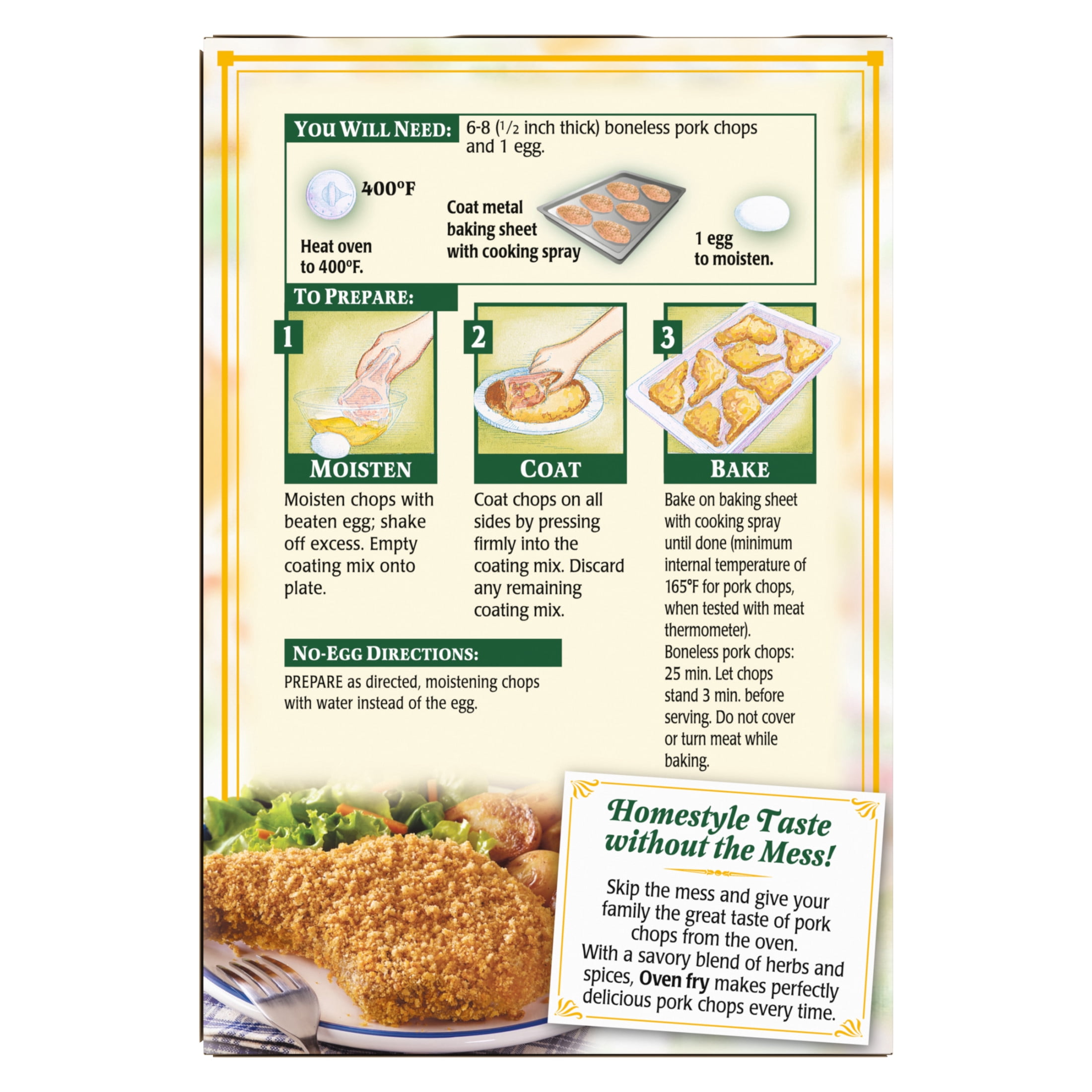 Oven Fry Extra Crispy Seasoned Coating Mix for Pork, 4.2 oz Box