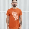 thumbnail image 3 of Tee Hunt Winged Skull T-Shirt Viking Warrior Skeleton Labrys Axe Gothic Men's Tee, Orange, Medium, 3 of 5