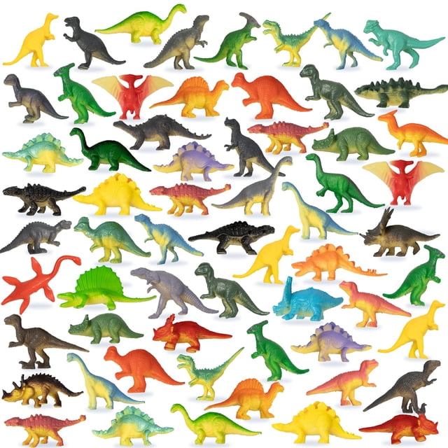 Set de juguetes con forma de dinosaurio OuMuaMua Mini, 78 piezas para niños y niños con funda