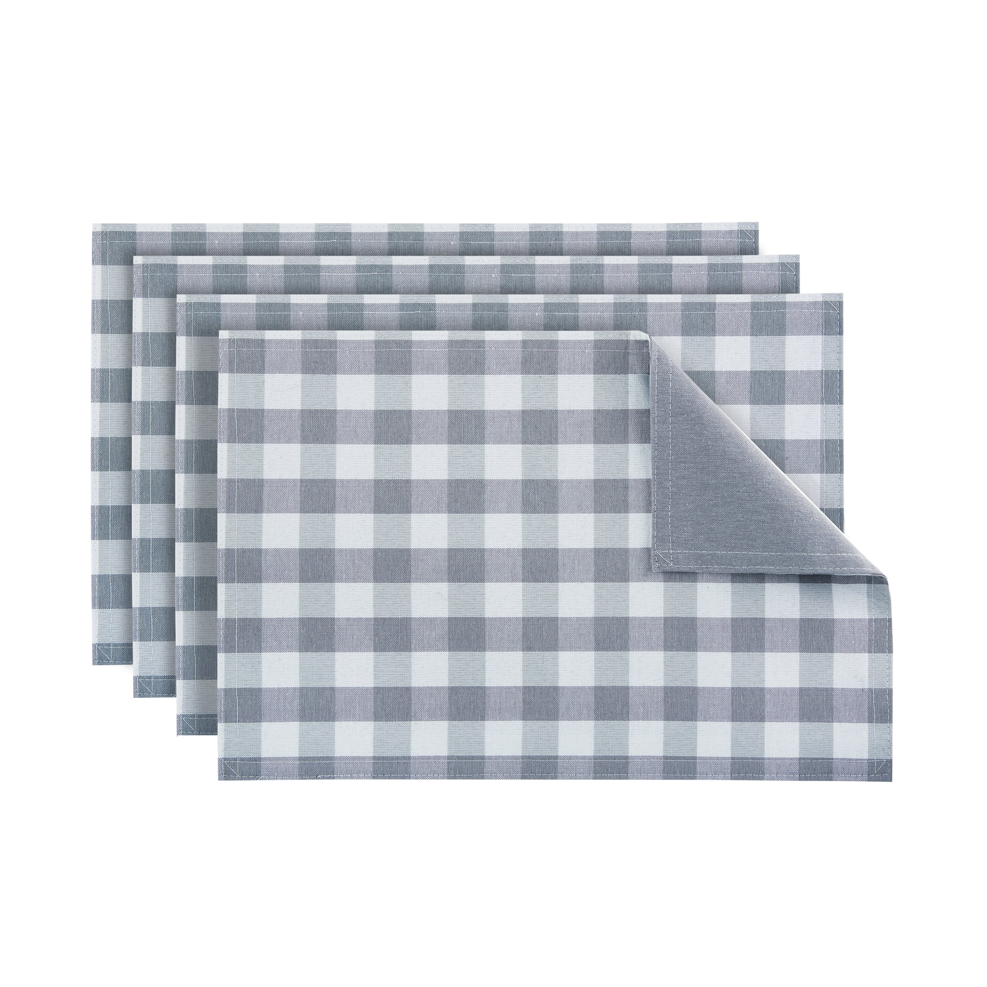 Achim Buffalo Check Polyester/Cotton Reversible Placemat Grey Set