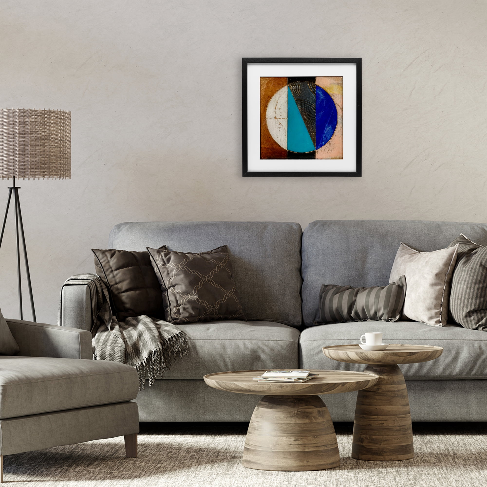 Stupell Industries Structured Circle Abstraction Black Framed Print Under Glass, design by Matthew Finger