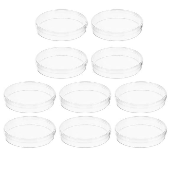 LOLIPPYY 10Pcs Plastic Petri Dishes with Lid Clear Agar Plates for Science Experiment and Sample Storage