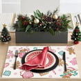 thumbnail image 2 of Christmas Gingerbread Man Placemats Set of 4, 12x18 Inch Pink Xmas Candy Cane House Tree Kitchen Dinning Table Mats Washable Place Mats for Indoor Outdoor Home Party Decor, 2 of 5