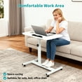 thumbnail image 3 of Furnibear Small Mobile Standing Desk, Height Adjustable Table with Wheels, Rolling Desk with Rotatable Tilting Desktop, for Home White, 3 of 11