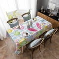 thumbnail image 4 of Happy Easter Rectangle Tablecloth, Spring Watercolor Bunny Eggs Flower Blue Plaid Waterproof & StainResistant Tablecloth, Washable Oil-proof Table Cover for Dining/Party/Wedding/Buffet 52x70 In, 4 of 9