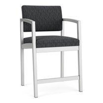 Lesro Lenox Steel Fabric Hip Waiting Room Guest Chair in Silver/Adler Nocturnal Black