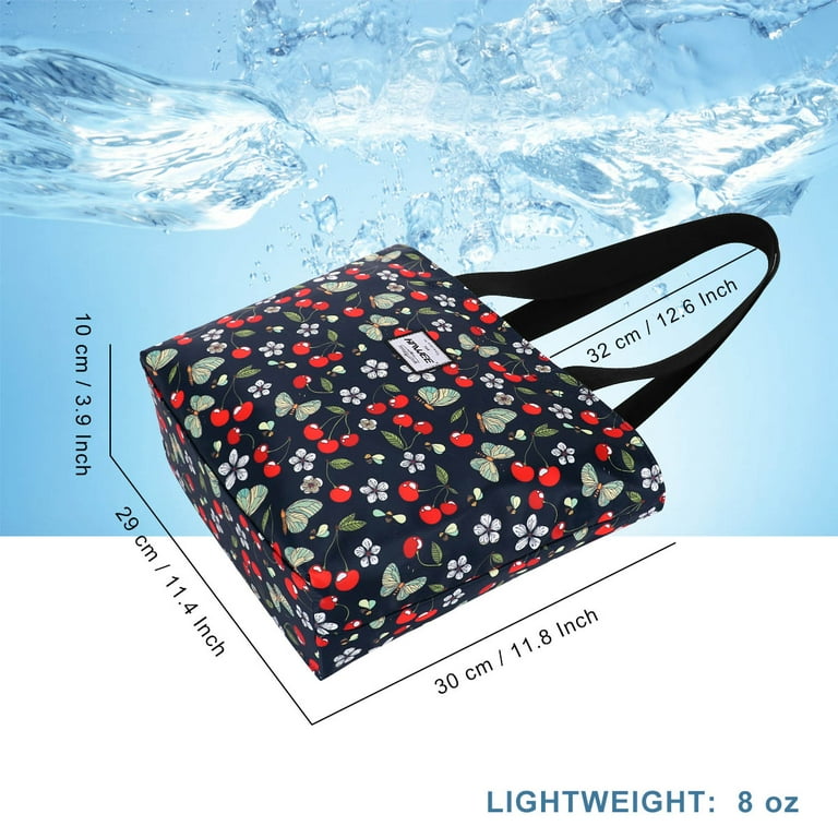 HAWEE Waterproof Cherry Tote Bag with Zipper for Women Girls