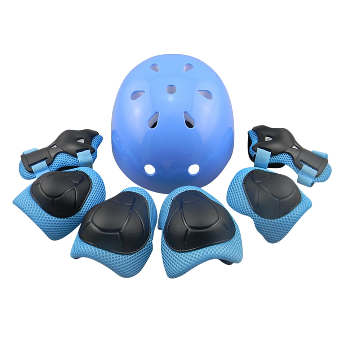 Elbow Wrist Knee Pads and Helmet 7Pcs Set Sport Safety Protective Gear Guard for Children Skateboard Skating Cycling... by