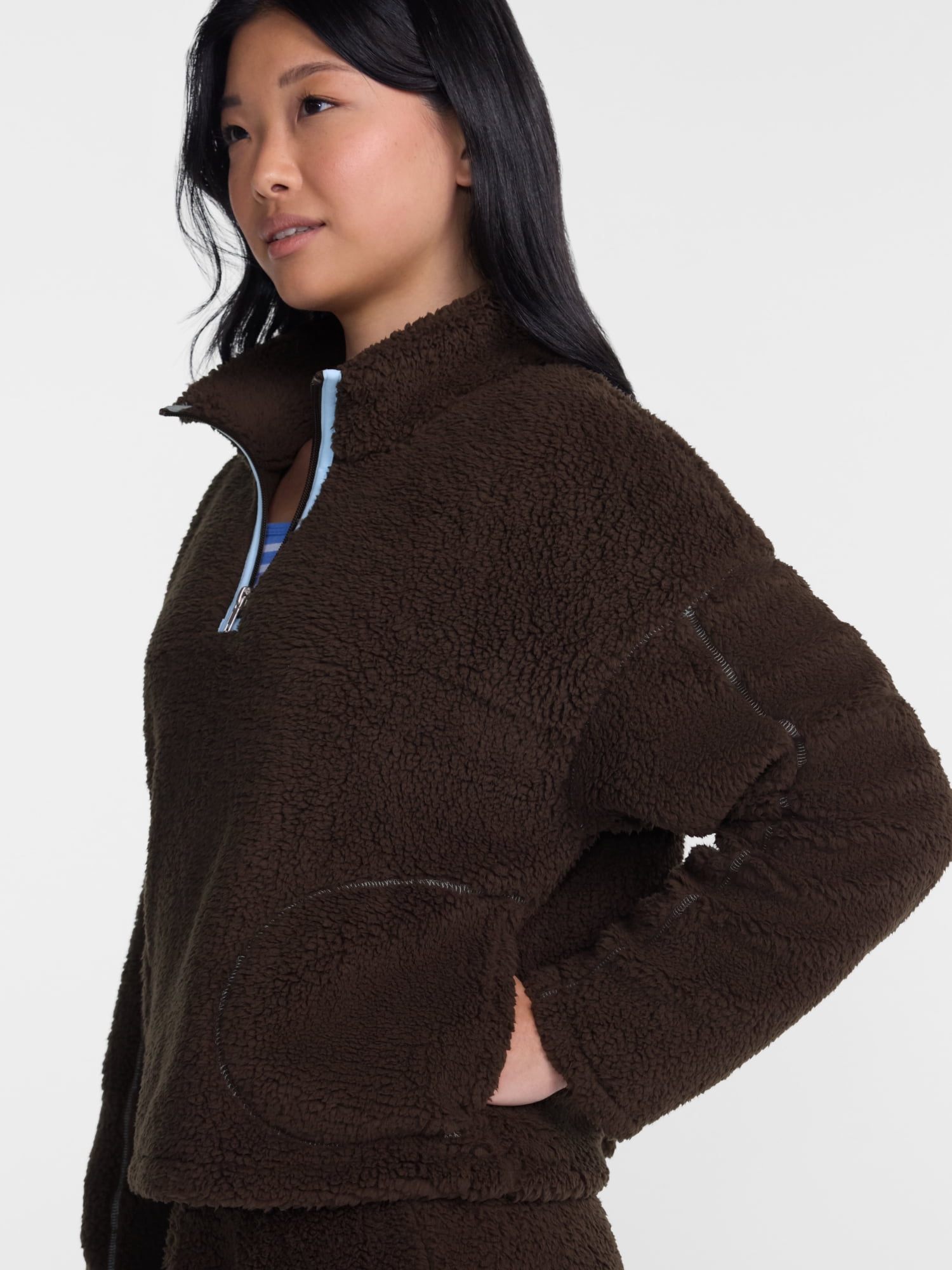 No Boundaries Faux Shearling Plush Pullover, Women's & Women’s Plus XXS-4X