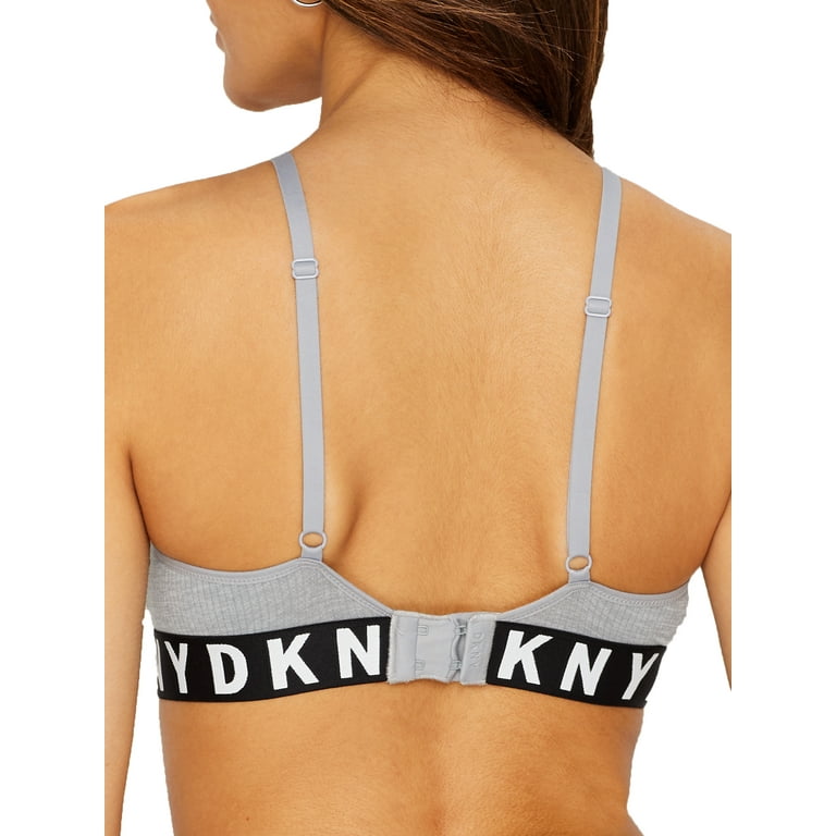 DKNY Women's Seamless Litewear Rib Bralette Bra, White and Black, M :  : Fashion