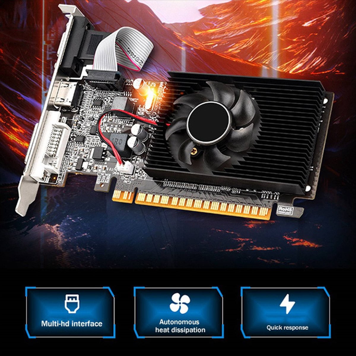 2X GT210 1GB GDDR3 64Bit Graphics Card PClE X16 2.0 GPU Computer Graphics Card DVI-D+VGA+HD Desktop Video Card,2 x Graphics Card,Black