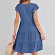 thumbnail image 4 of Puntoco Vestido De Manga Corta De Verano De Color Sólido Para Mujer Azul L,Regalos Para Mujer Joven, 4 of 9