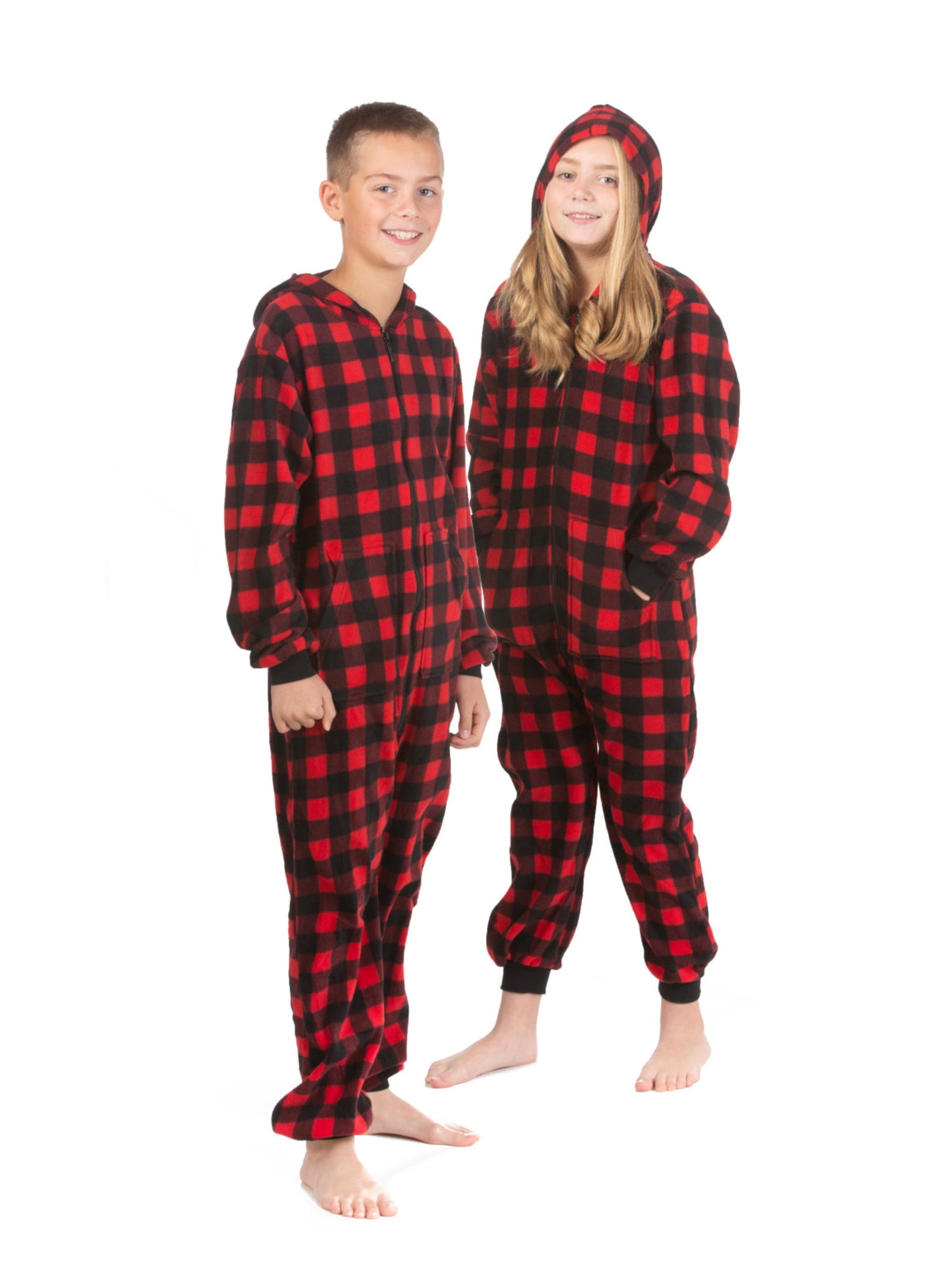 Unisex Adult GÜD NIGHT Adult S'mores Brown Plaid Footed One Piece Pajamas 