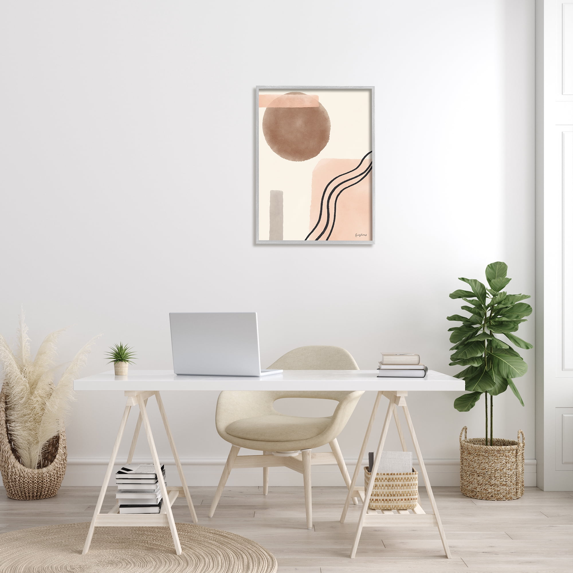 Stupell Industries Abstract Southwestern Landscape Interpretation Geometric Shapes Abstract Painting Gray Framed Art Print Wall Art, 24 x 30