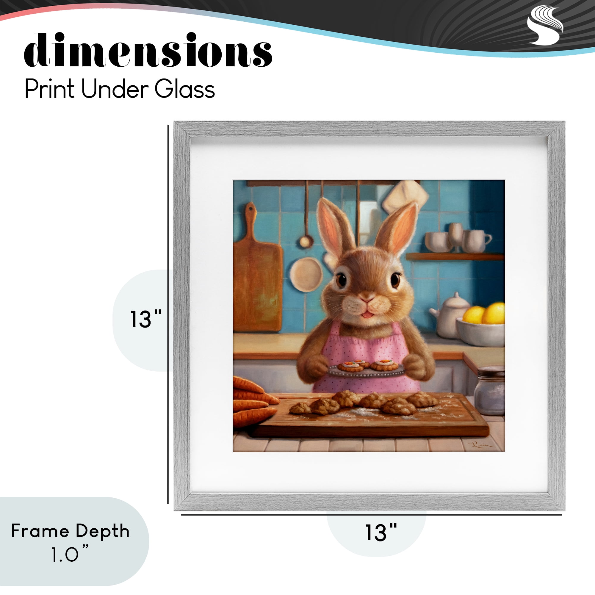 Stupell Industries Mrs. Bunny Bakewell Gray Framed Print Under Glass, design by Lucia Heffernan