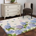 thumbnail image 3 of Hydrangeas Area Rugs 4'x6', Washable Small Throw Rugs for Office Bathroom, Purple Floral Butterfly Leaves Beige Indoor Outdoor Rug Non-Slip Low Pile Carpet Runner Reversible Floor Mats, 3 of 8