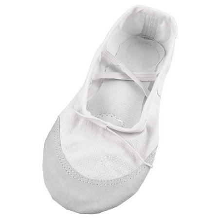 Unique Bargains White Faux Leather Split Sole Canvas Ballet Flats Shoes UK Size 3 for (Best Shoes For Waitressing Uk)