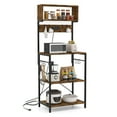 thumbnail image 1 of Costway Kitchen Bakers Rack 5-Tier Coffee Bar Station with Power Outlet Storage Hutch Open Shelves, 1 of 10