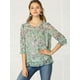 thumbnail image 2 of BluCasual De GaCon Estampado Floral De Man3/4 Con Volantes PaMujer Verde S, 2 of 6