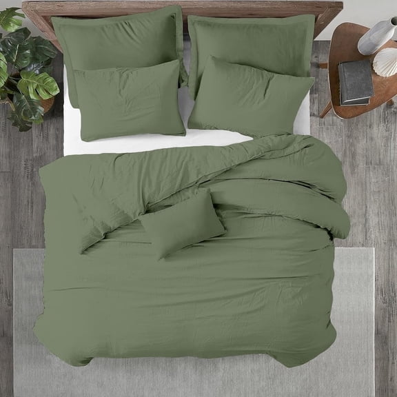 Kotton Culture 600 TC 100% Egyptian Cotton Duvet Cover (Granite Green, King, 3 Piece Set)