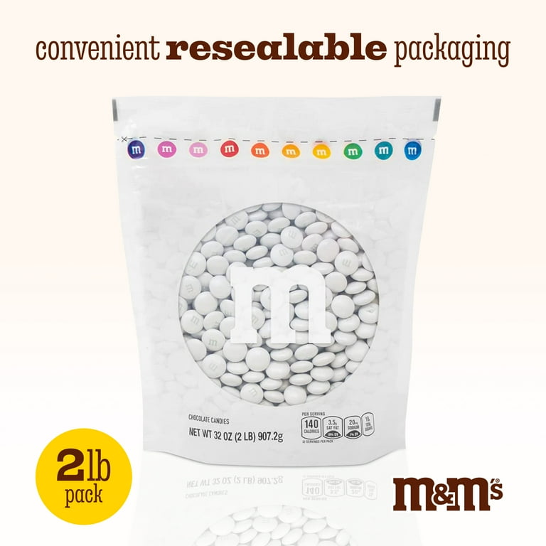M&M'S World Pearl Milk Chocolate Candy 2lb Bag for Celebrations