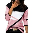 thumbnail image 2 of Pincandy Tops for Women Fall 2025 Color Block Floral Printed Casual Sweatshirts Loose Fashion Round Neck Comfy Pullover Shirts, 2 of 3