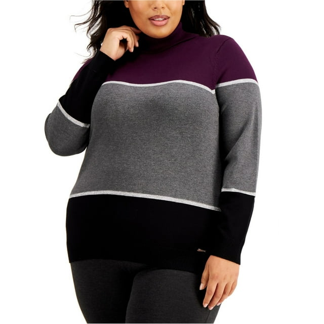 Calvin Klein Chandail-Over à Blocs de Couleur pour Femmes, Multicolore, Grande Taille, 1X