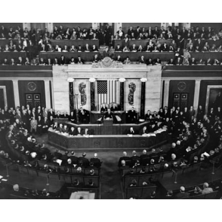 President Lyndon Baines Johnson addresses a Joint Session of Congress Washington DC USA c 1965 Stretched Canvas -  (18 x