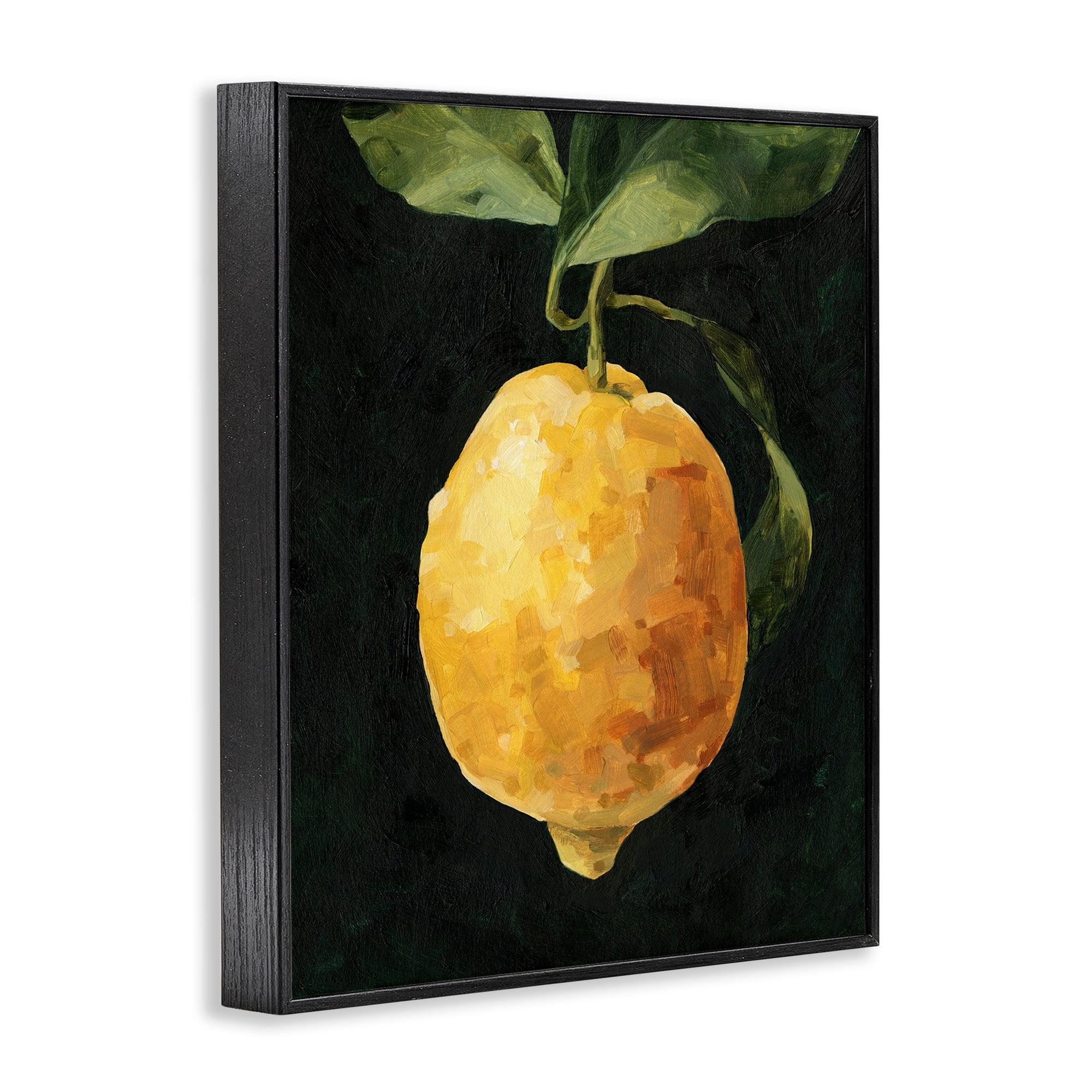 Stupell Industries Abstract Yellow Lemon on Vine Pop over Black Black Framed by Emma Caroline