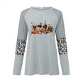 thumbnail image 4 of Hauts pour Femmes Chic Décontracté 2023 Mode Imprimé Manches Longues Blouse Col Rond Rayé Chandails à Capuchon Décontractés Costumes d'Halloween pour Femmes en Liquidation, 4 of 5