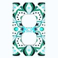 thumbnail image 2 of Metal Light Switch Plate Cover Green Teal Flower Mandala Tile Pattern MDL035, 2 of 13