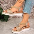 thumbnail image 4 of HomeDM Women's Wedge Sandals Espadrilles Platform Open Toe Ankle Strap Comfort Wedges Heels Summer Beach Shoes, Khaki Size 7.5, 4 of 9