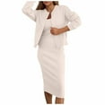 thumbnail image 3 of Letdown Womens 2 Piece Casual Outfit 2025 2026 Square Neckline Sleeveless Bodycon Midi Dress with Back Slit and Jacket Set (Khaki, S), 3 of 7
