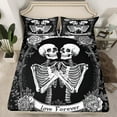 thumbnail image 2 of Manfei Couple Skeleton Skull Full Size Sheets, Romantic Gothic Bride Bed Sheets, Bohemian Valentines Day Sheet Sets, Microfiber Bedroom Decor, 4 Pieces, 2 of 7