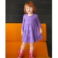 thumbnail image 4 of Girls Soft Cotton Jersey Long Sleeve Tiered Dress | White, 4 of 5