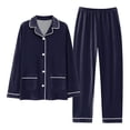 thumbnail image 4 of Kureaily Mens Four Seasons Leisure Soft And Comfortable Home Solid Color Shirt Pants Pajama Set Home Service Two Piece Set Summer Pajamas, 4 of 4