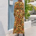 thumbnail image 3 of Moroccan Star Tiles Pattern Women's Long Dress Long Sleeves Dress Vintage Dresses Party Maxi Dress High Waist Dress, 3 of 4