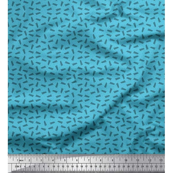 Soimoi Polyester Crepe Fabric Dot & Piano Musical Instrument Print Fabric by The Yard 42 Inch Wide
