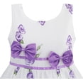 thumbnail image 6 of Sunny Fashion Girls Dress Purple Rose Flower Double Bow Tie Party Kids Sundress 4-5, 6 of 7