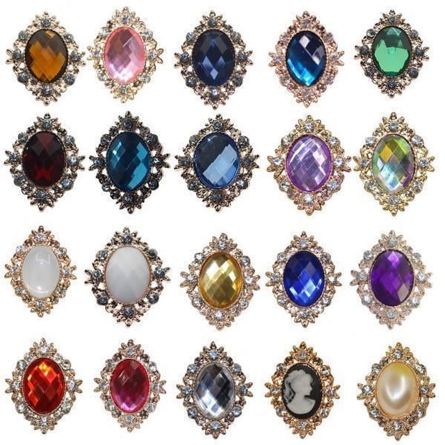 Abbracc 7-11pack 10pcs Rhinestone Flat Back Beads Button Scrapbook Embellishment Mixed 7 Pcs