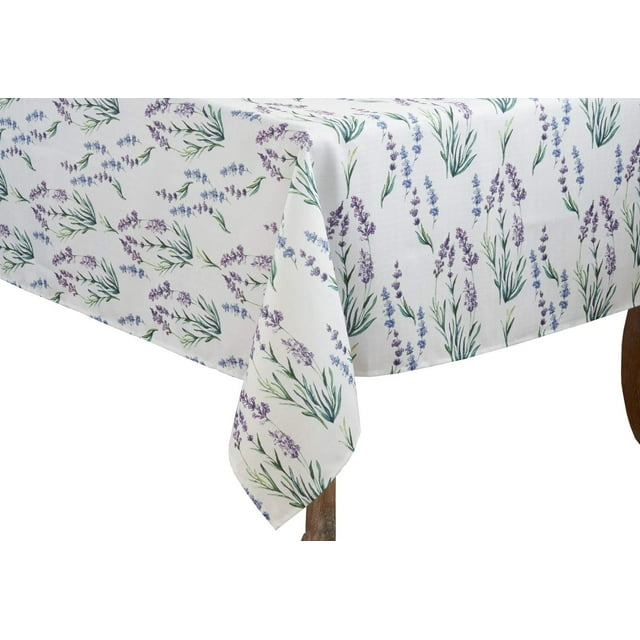 Fennco Styles Garden Lavender Print Tablecloth - Various Size for Home, Dining Room Décor
