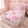 thumbnail image 2 of Erosebridal Watercolor Stripe Bow Zipper Twin Comforter Sets with Fitted Sheet and 2 Pillowcases for Girls, Pink Ribbon Print Zipper Bedding Set, Pink Reversible, 4-Piece, 2 of 7