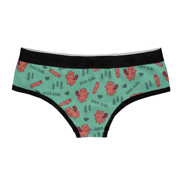 Womens Dam Girl Panties Funny Cute Beaver Butt Compliment Graphic