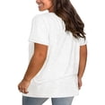thumbnail image 2 of Langwyqu L-5XL Summer V Neck Criss Cross Shirt Women Plus Size Short Sleeve Solid Color Tops Tee, 2 of 5