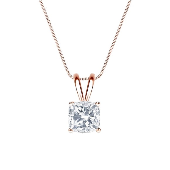 Colgante Adorable JeenMata de Moissanita de Talla Cojín 2 Quilates Chapado En Oro Rosa de 18 K sobre Plata
