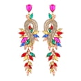 thumbnail image 6 of Sunyuer Vintage Long Colorful Hollow Leaves Tassel Earrings Rhinestone Dangle Drop Earrings Women Statement Fringe Earrings for Wedding Women Brides, 6 of 7