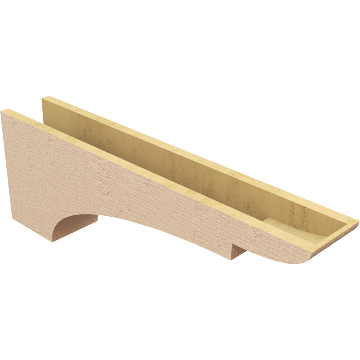 6"W x 36"D x 12"H Thin Yorktown Rough Cedar Woodgrain TimberThane Corbel, Primed Tan