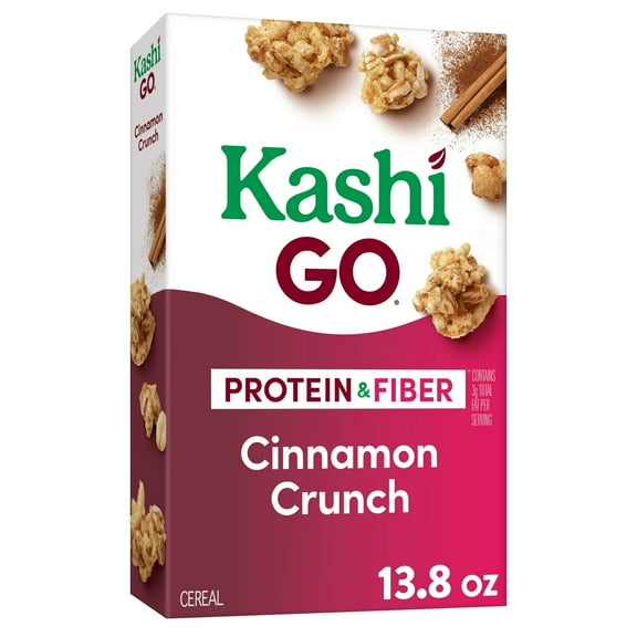 Kashi GO Breakfast Cereal, Vegan Protein, Fiber Cereal, Cinnamon Crunch, 13.8oz Box (1 Box)